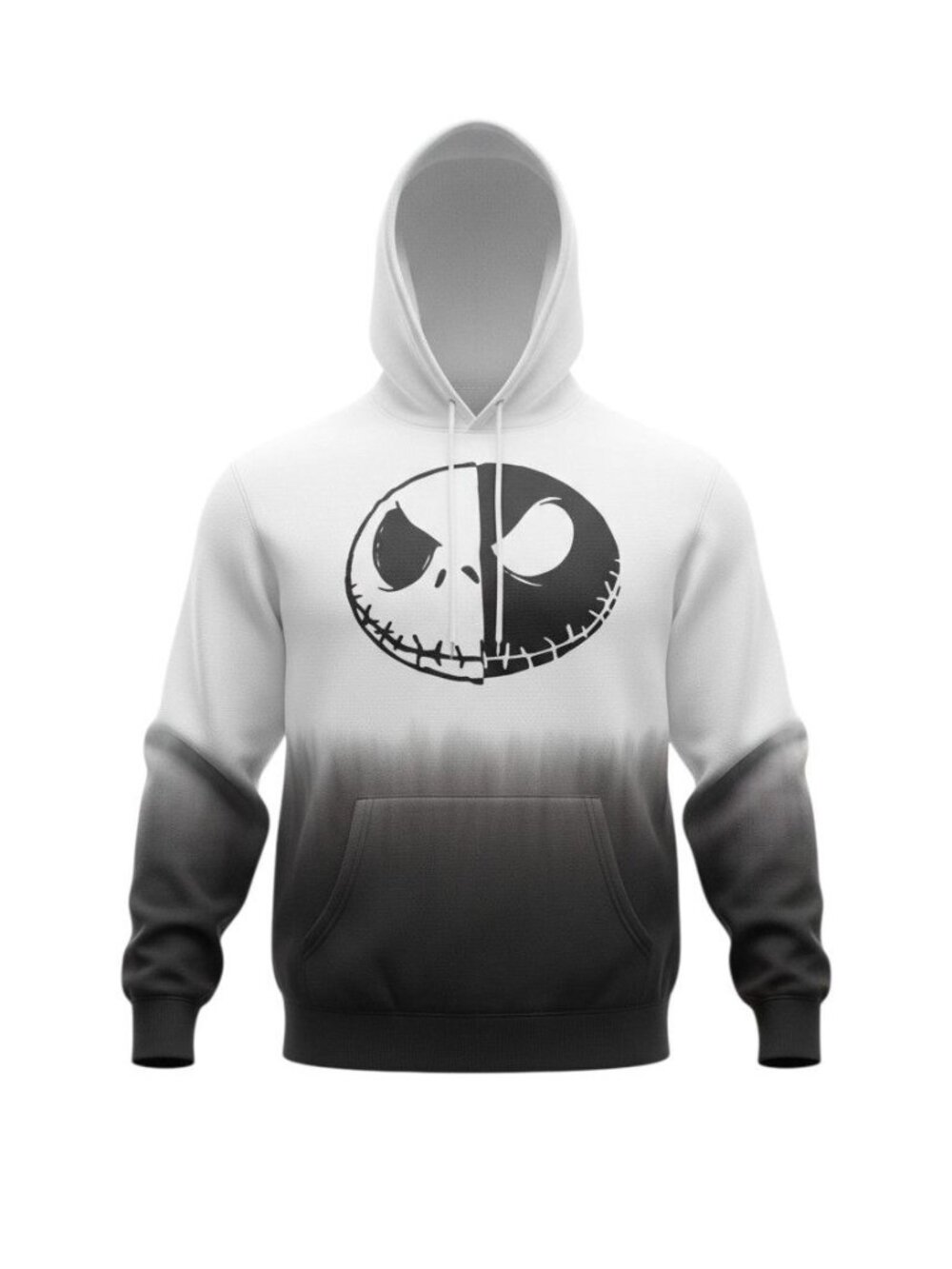 Disney Nightmare Before Christmas Jack Skellington Ombre Hoodie White & Black L